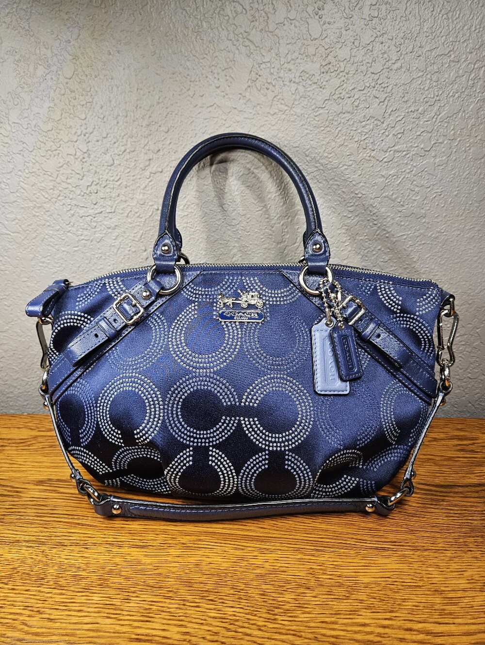 Coach Madison Dotted Op Art Sophia Convertible Bag - Picture 4 of 14